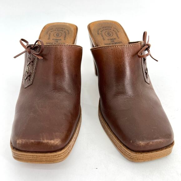 vintage 90s Y2K mules wooden heels clogs - Picture 2 of 9